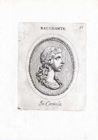 Rare Antique Print-MAENAD-BACCHANTE-BACCHUS-Pl. 93-Agostini-Battista-1657