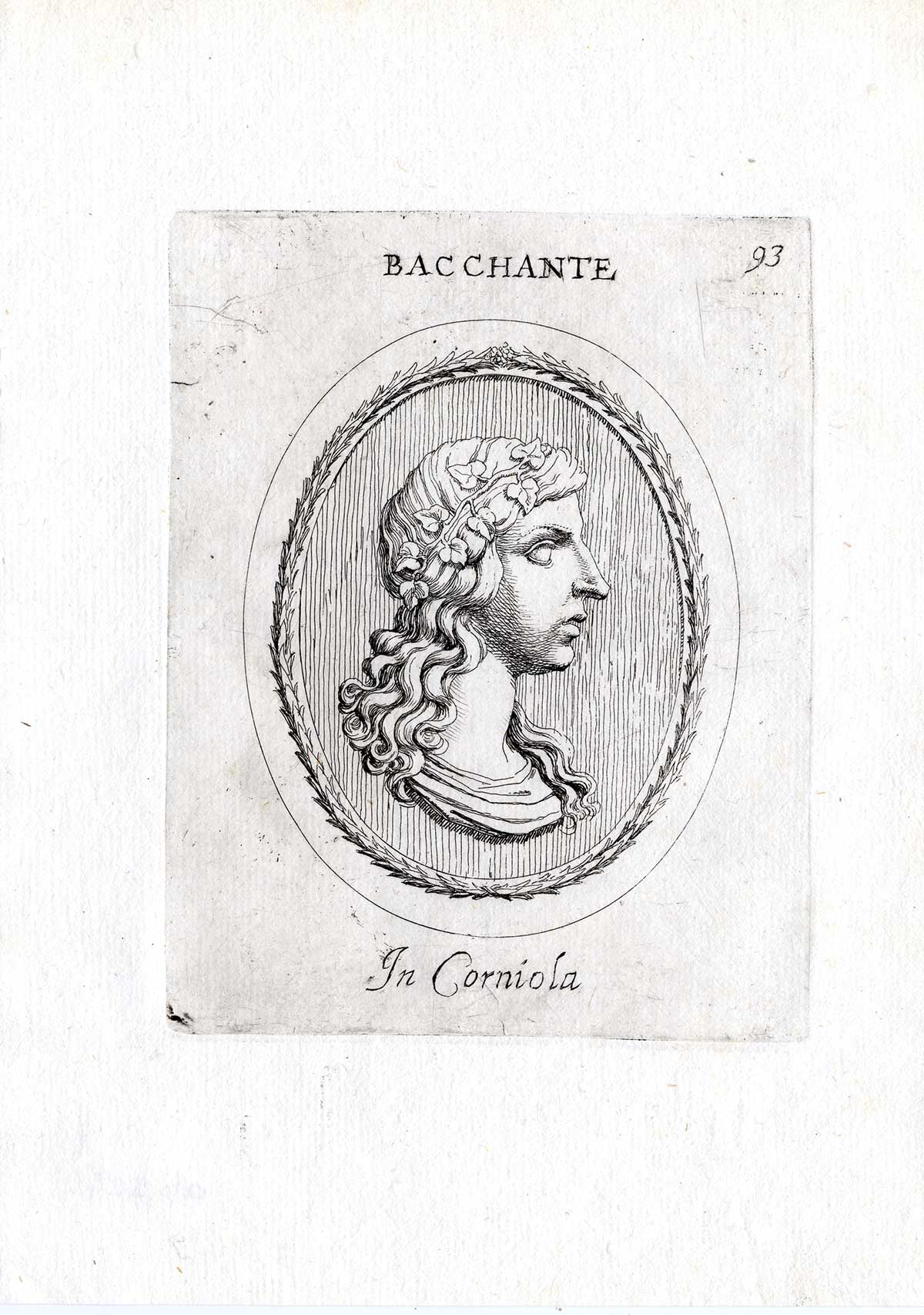 , Rare Antique Print-MAENAD-BACCHANTE-BACCHUS-Pl. 93-Agostini-Battista-1657, Pictura Antique Prints