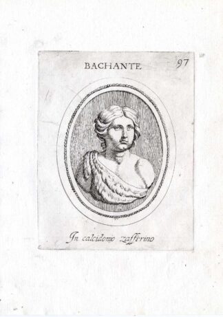 Rare Antique Print-MAENAD-BACCHANTE-BACCHUS-Pl. 97-Agostini-Battista-1657