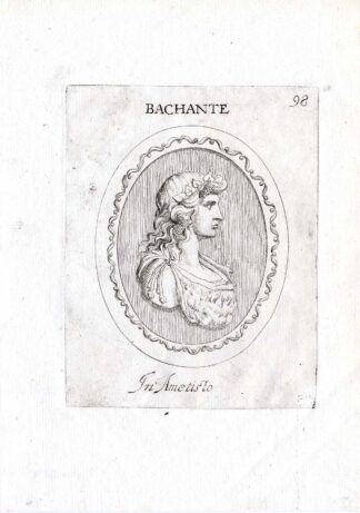 Rare Antique Print-MAENAD-BACCHANTE-BACCHUS-Pl. 98-Agostini-Battista-1657