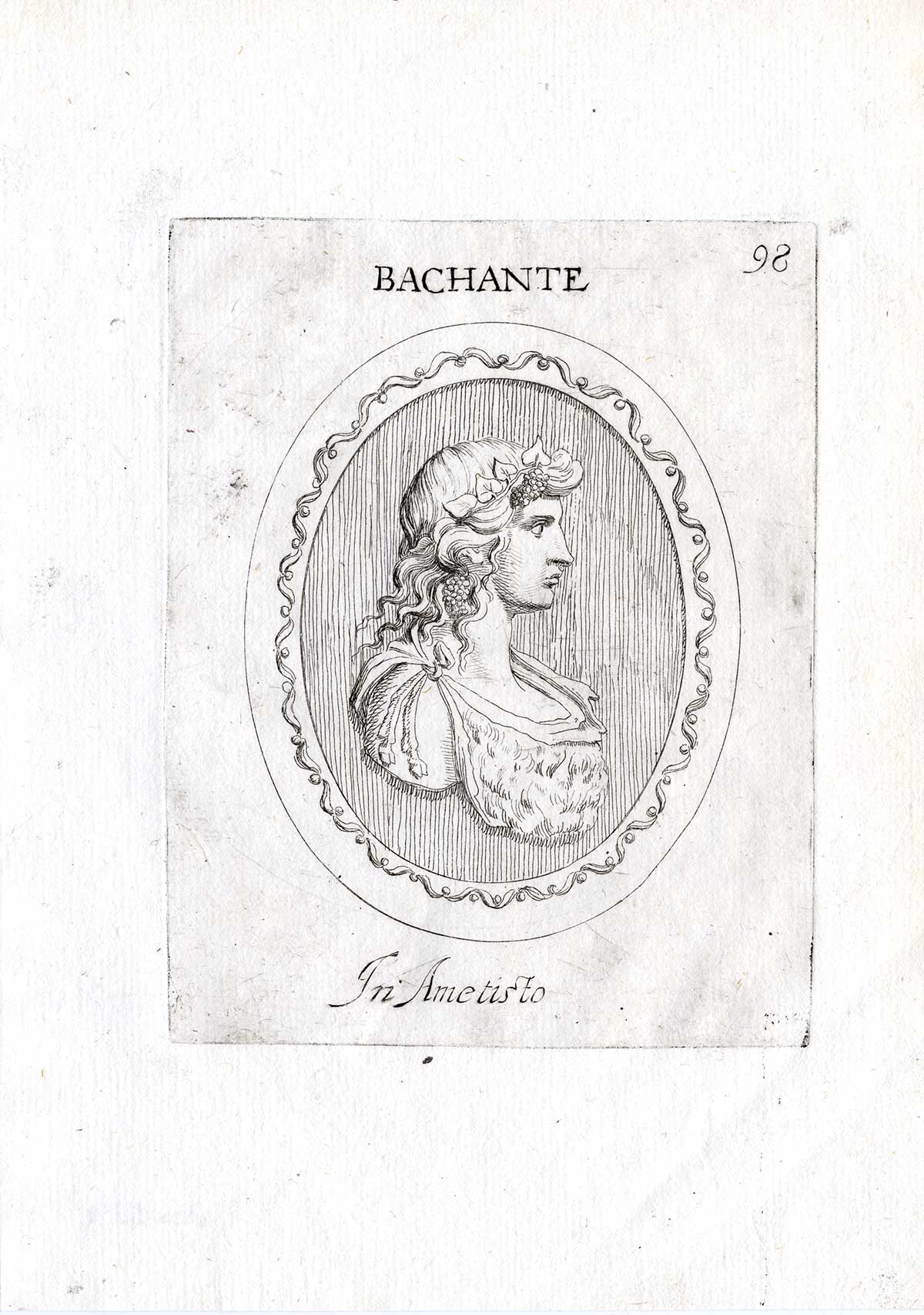 , Rare Antique Print-MAENAD-BACCHANTE-BACCHUS-Pl. 98-Agostini-Battista-1657, Pictura Antique Prints