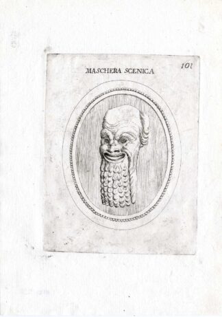 Rare Antique Print-MASK-SILENUS-Pl. 101-Agostini-Battista-1657