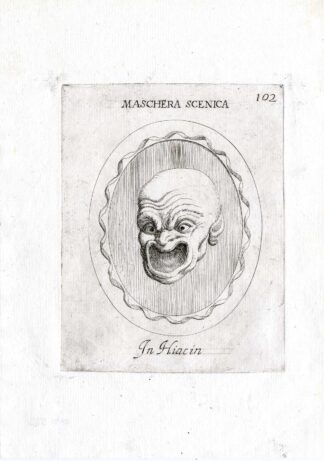 Rare Antique Print-MASK-THEATRE-COMEDY-ROMAN-Pl. 102-Agostini-Battista-1657