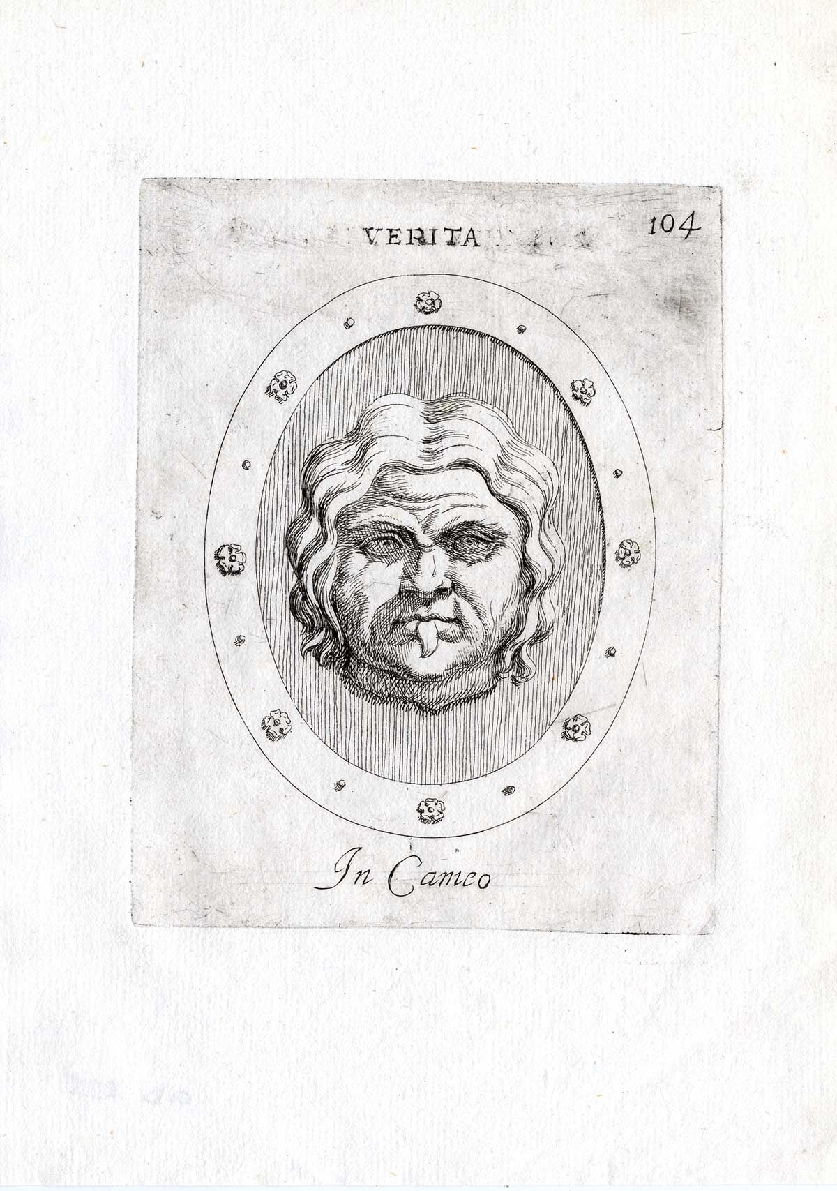 , Rare Antique Print-TRUTH-MASK-THEATRE-Pl. 104-Agostini-Battista-1657, Pictura Antique Prints