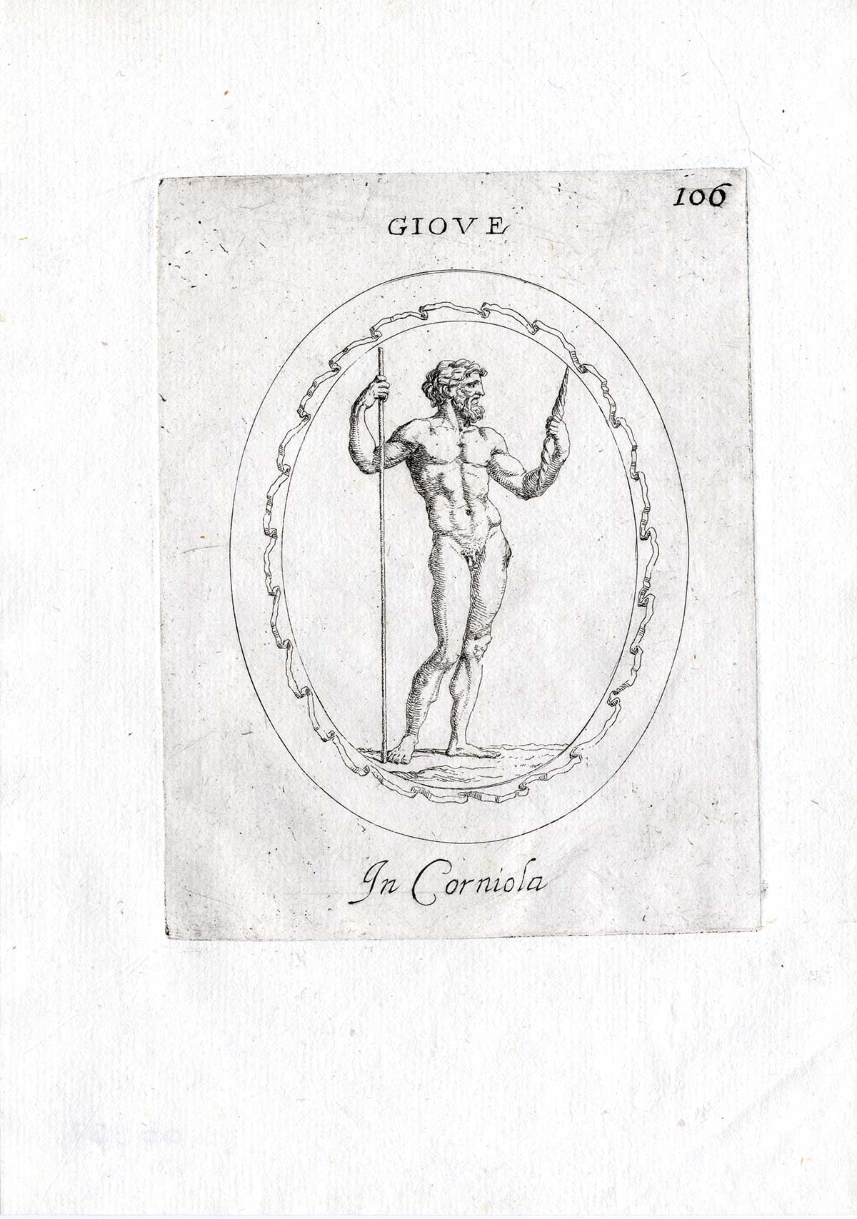 , Rare Antique Print-JOVE-JUPITER-ZEUS-Pl. 106-Agostini-Battista-1657, Pictura Antique Prints