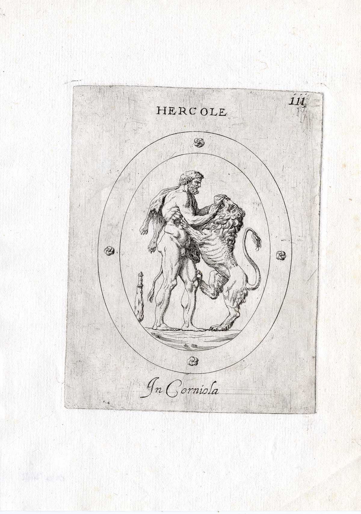 , Rare Antique Print-HERCULES-NEMAEAN LION-HUNT-Pl. 111-Agostini-Battista-1657, Pictura Antique Prints