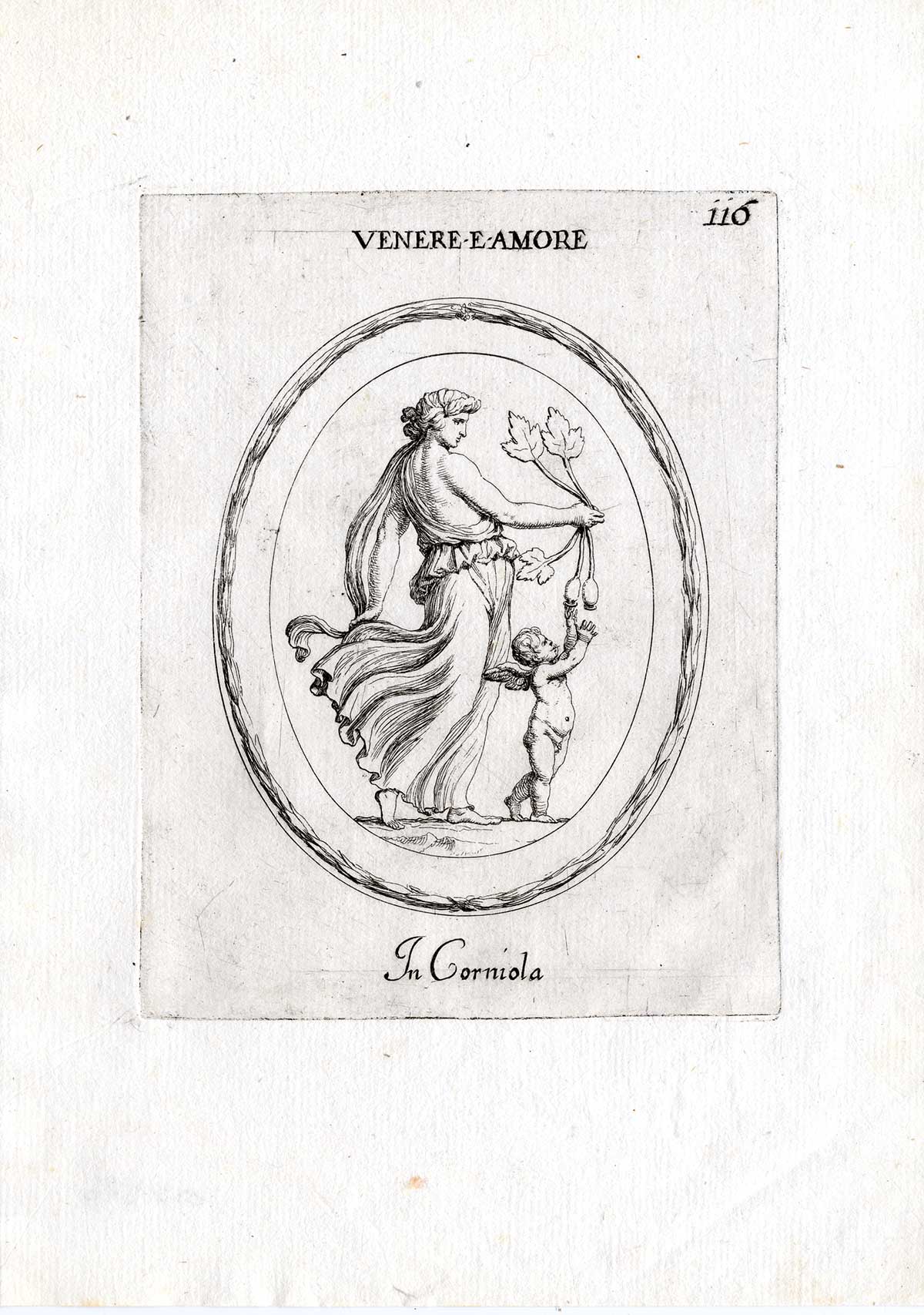 , Rare Antique Print-VENUS-AMOR-CUPID-Pl. 116-Agostini-Battista-1657, Pictura Antique Prints