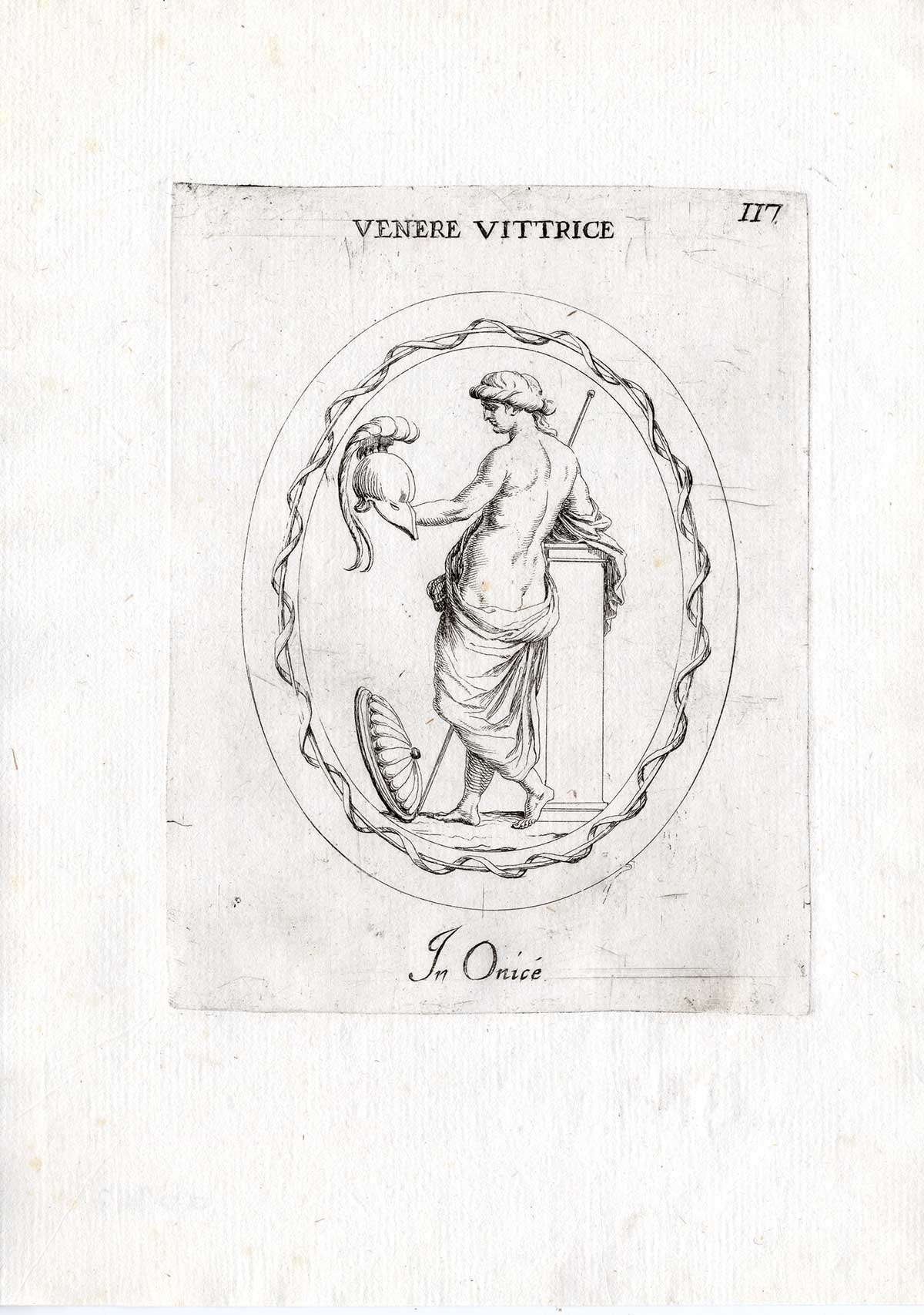 , Rare Antique Print-VENUS VICTRIX-WEAPON-HELMET-Pl. 117-Agostini-Battista-1657, Pictura Antique Prints
