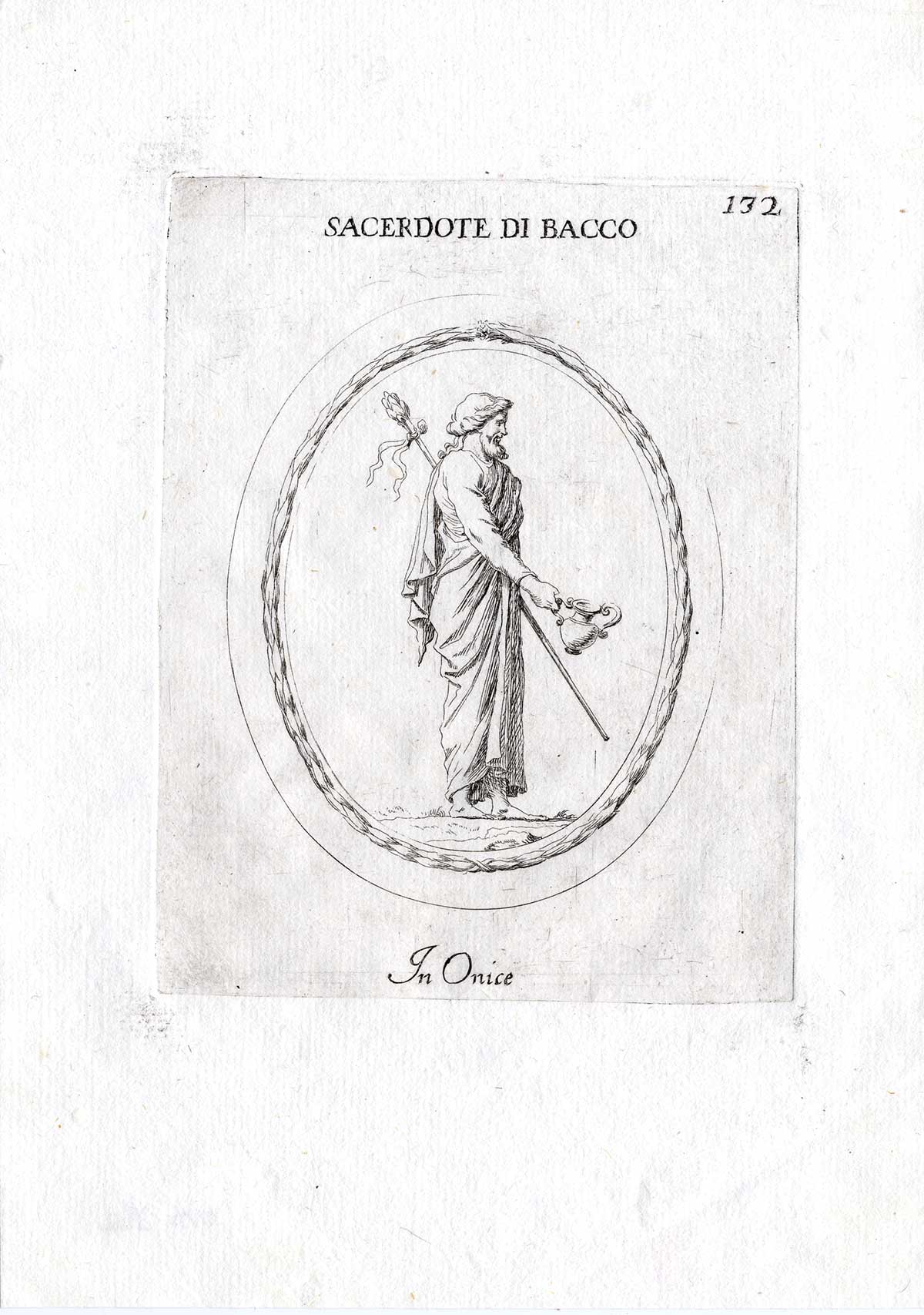 , Rare Antique Print-PRIEST-BACCHUS-THYRSUS-URN-Pl. 132-Agostini-Battista-1657, Pictura Antique Prints