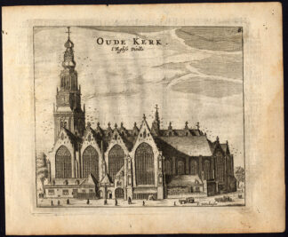 Rare Antique Print-AMSTERDAM-OUDE KERK-OLD CHURCH-Webbers-Veenhuysen-1665