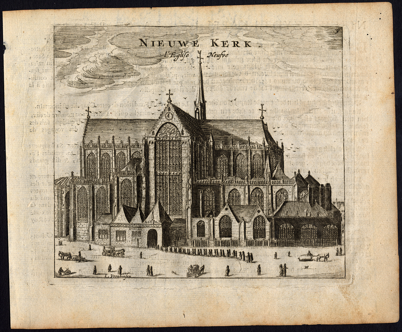 , Rare Antique Print-AMSTERDAM-NIEUWE KERK-CHURCH-DAM-Webbers-Veenhuysen-1665, Pictura Antique Prints
