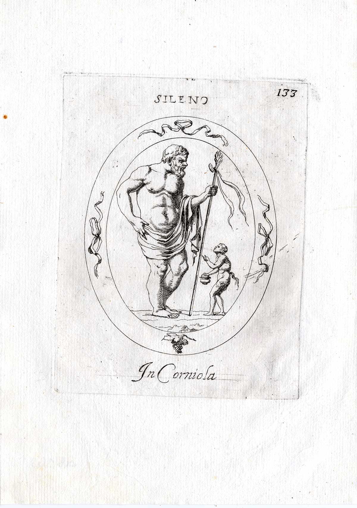 , Rare Antique Print-SILENUS-THYRSUS-FAUN-Pl. 133-Agostini-Battista-1657, Pictura Antique Prints
