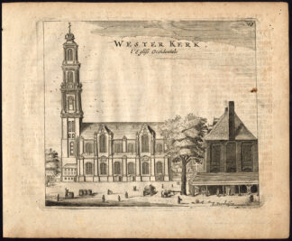Rare Antique Print-AMSTERDAM-WESTERKERK-CHURCH-JORDAAN-Webbers-Veenhuysen-1665