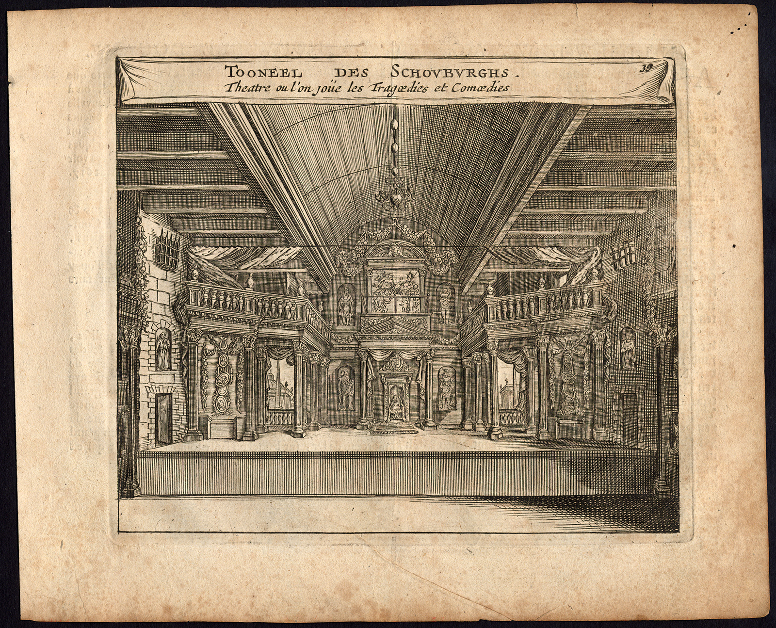 , Rare Antique Print-AMSTERDAM-CITY THEATRE-STAGE-Webbers-Veenhuysen-1665, Pictura Antique Prints