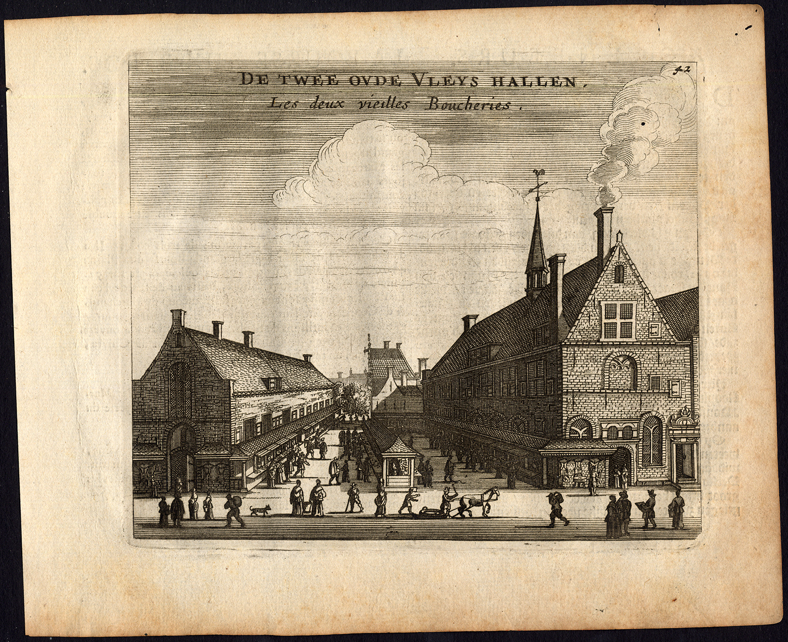 , Rare Antique Print-AMSTERDAM-MEAT MARKET-VLEESHAL-Webbers-Veenhuysen-1665, Pictura Antique Prints