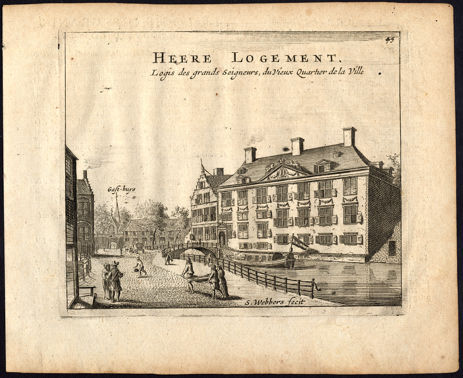, Rare Antique Print-AMSTERDAM-OUDEZIJDS HEERENLOGEMENT-Webbers-Veenhuysen-1665, Pictura Antique Prints
