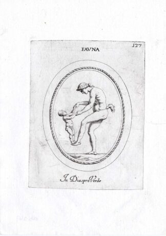 Rare Antique Print-FAUN-FEMALE-NAKED-Pl. 137-Agostini-Battista-1657
