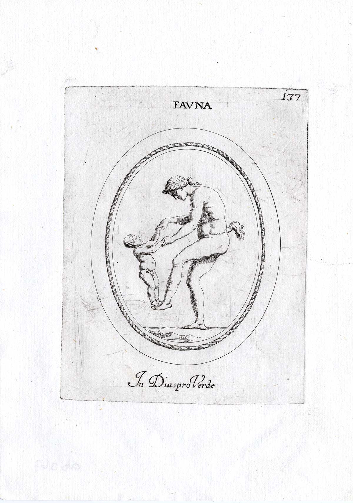 , Rare Antique Print-FAUN-FEMALE-NAKED-Pl. 137-Agostini-Battista-1657, Pictura Antique Prints