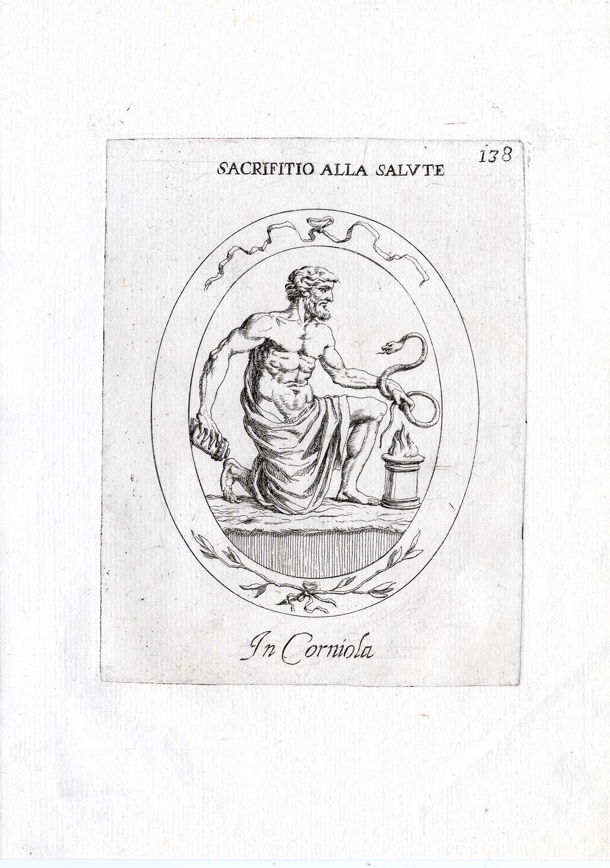 , Rare Antique Print-SACRIFICE-HEALTH-SNAKE-FLAME-Pl. 138-Agostini-Battista-1657, Pictura Antique Prints