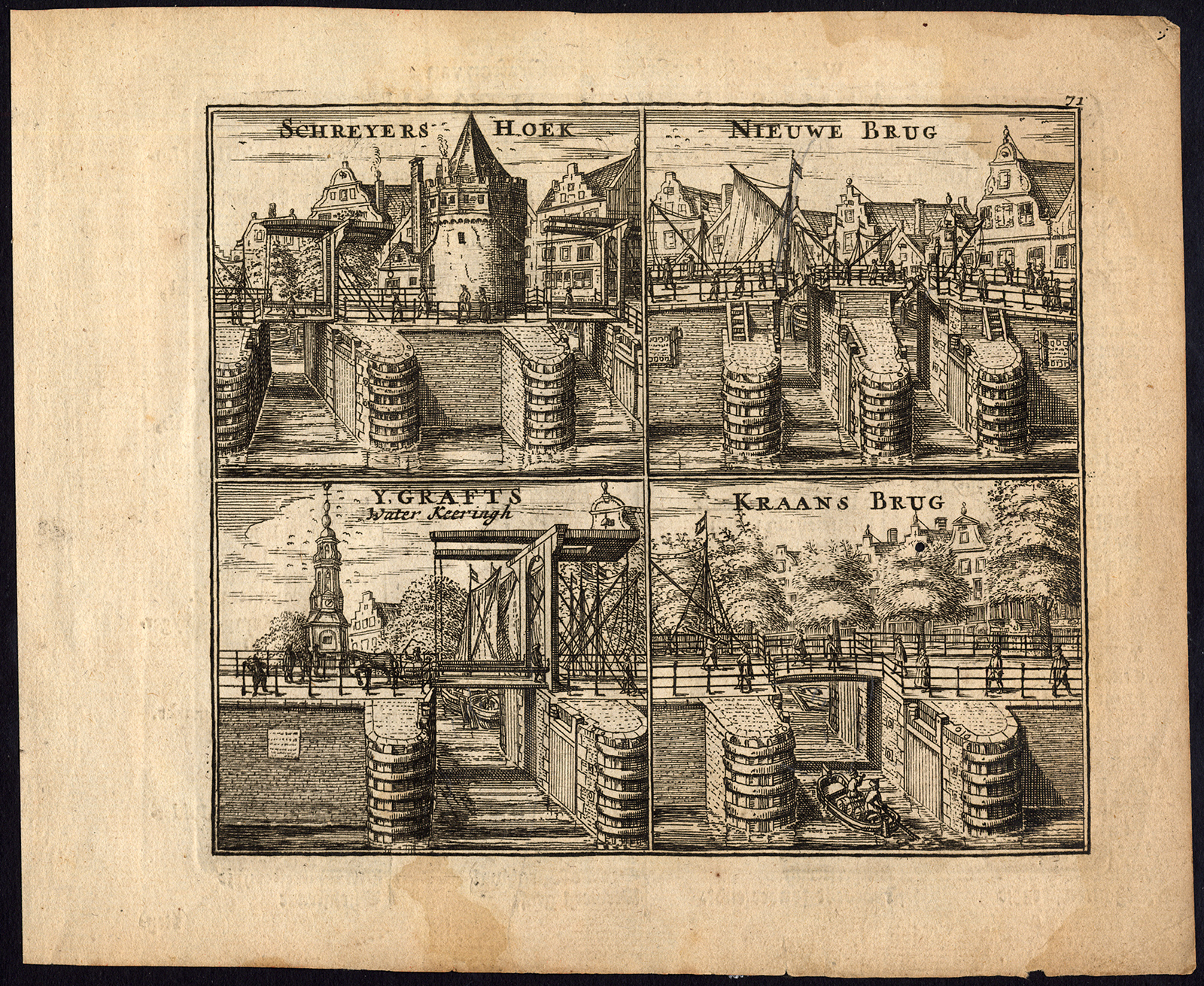 , Antique Print-AMSTERDAM-CANAL-LOCK-SLUICE-GRACHT-SLUIS-Webbers-Veenhuysen-1665, Pictura Antique Prints