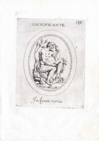 Rare Antique Print-SACRIFICE-KNIFE-RAM-SHEEP-Pl. 139-Agostini-Battista-1657