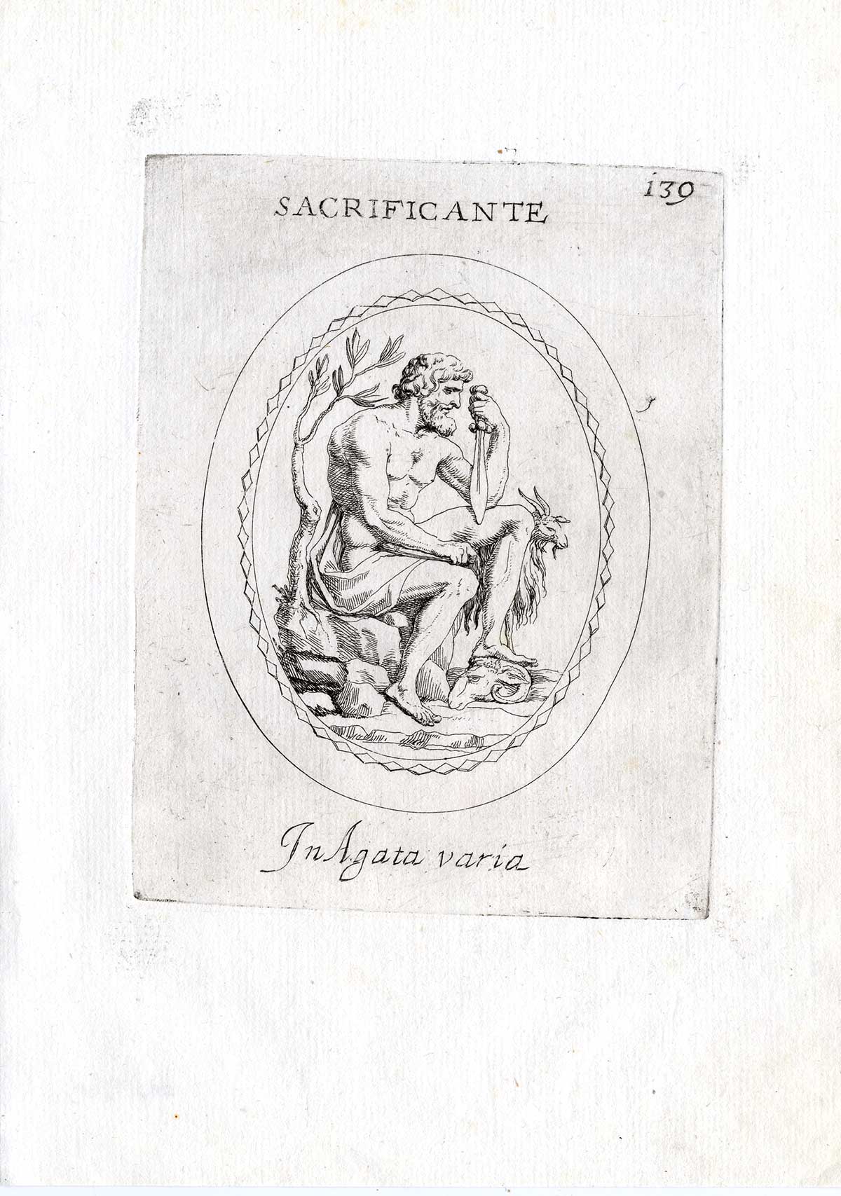, Rare Antique Print-SACRIFICE-KNIFE-RAM-SHEEP-Pl. 139-Agostini-Battista-1657, Pictura Antique Prints