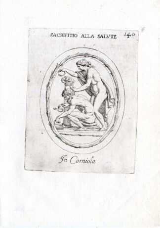 Rare Antique Print-SACRIFICE-HEALTH-SNAKE-RING-Pl. 140-Agostini-Battista-1657