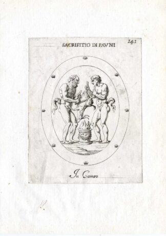 Rare Antique Print-SACRIFICE-FAUN-GOAT-FIRE-Pl. 141-Agostini-Battista-1657
