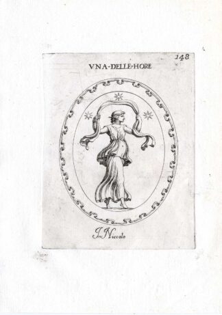 Rare Antique Print-HORE-HOUR-MYTHOLOGY-Pl. 148-Agostini-Battista-1657