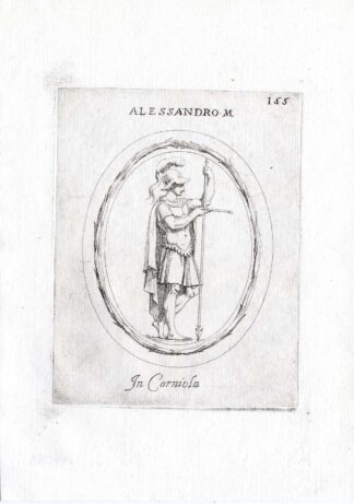 Rare Antique Print-ALEXANDER THE GREAT-SPEAR-Pl. 155-Agostini-Battista-1657