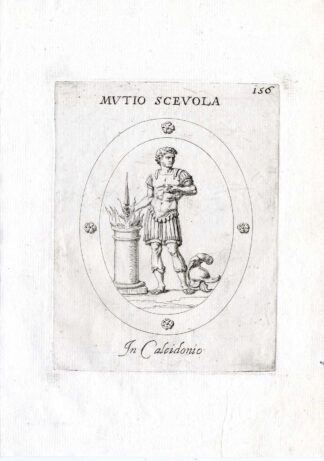Rare Antique Print-MUCIUS SCAEVOLA-HAND-FLAME-Pl. 156-Agostini-Battista-1657