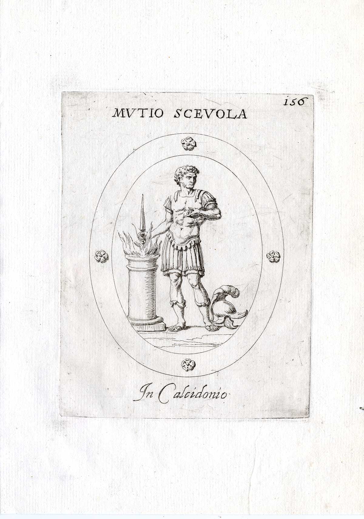 , Rare Antique Print-MUCIUS SCAEVOLA-HAND-FLAME-Pl. 156-Agostini-Battista-1657, Pictura Antique Prints