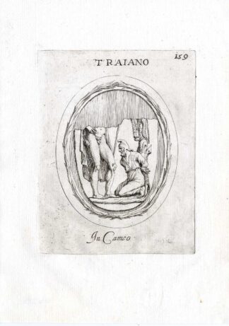 Rare Antique Print-TRAJAN-EMPEROR-ROME-BOUND-Pl. 159-Agostini-Battista-1657