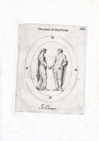 Rare Antique Print-TRAJAN-POMPEIA PLOTINA-Pl. 161-Agostini-Battista-1657