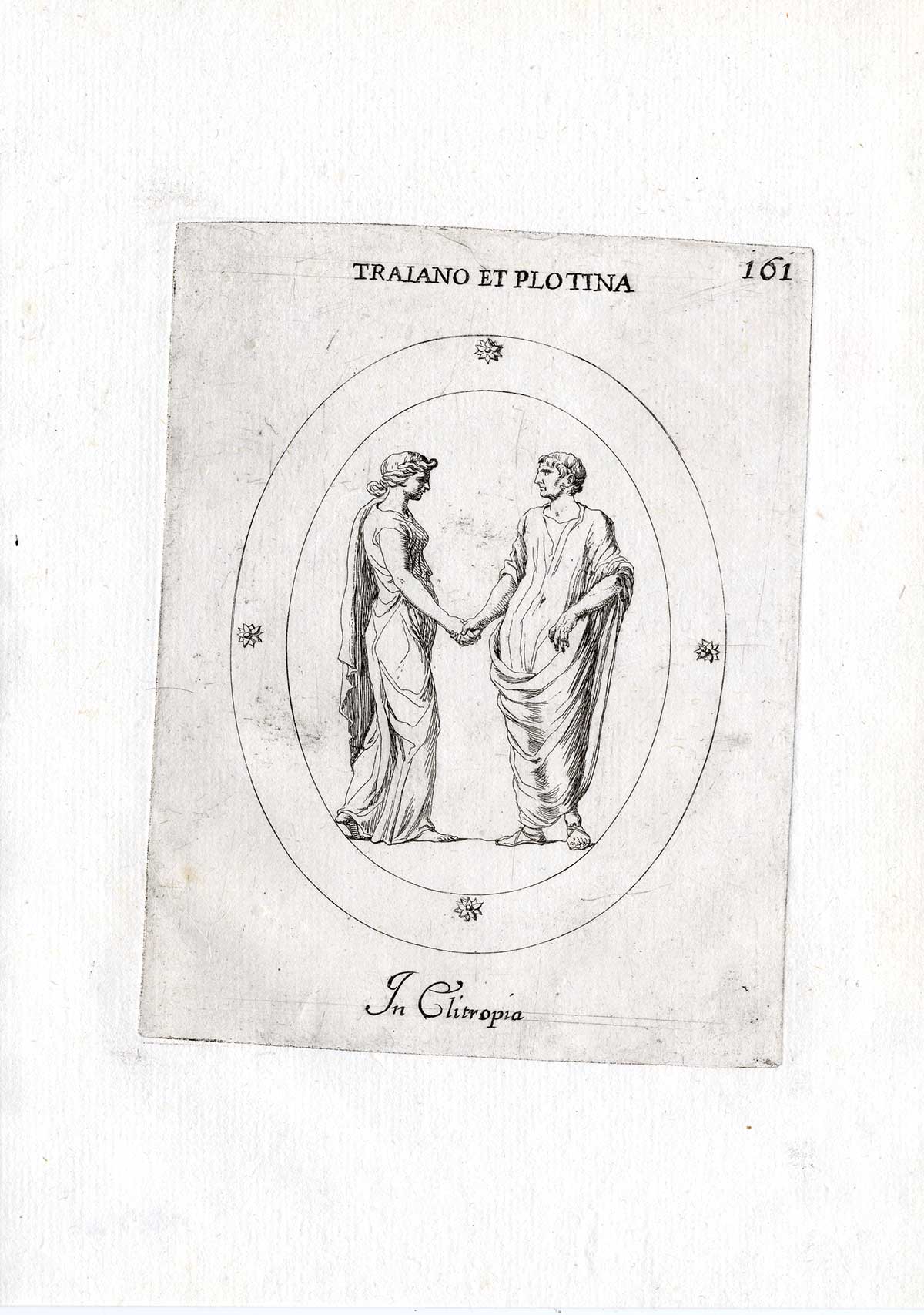 , Rare Antique Print-TRAJAN-POMPEIA PLOTINA-Pl. 161-Agostini-Battista-1657, Pictura Antique Prints