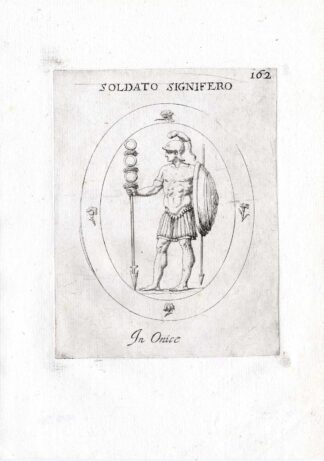 Rare Antique Print-SIGNIFER-STANDARD BEARER-Pl. 162-Agostini-Battista-1657