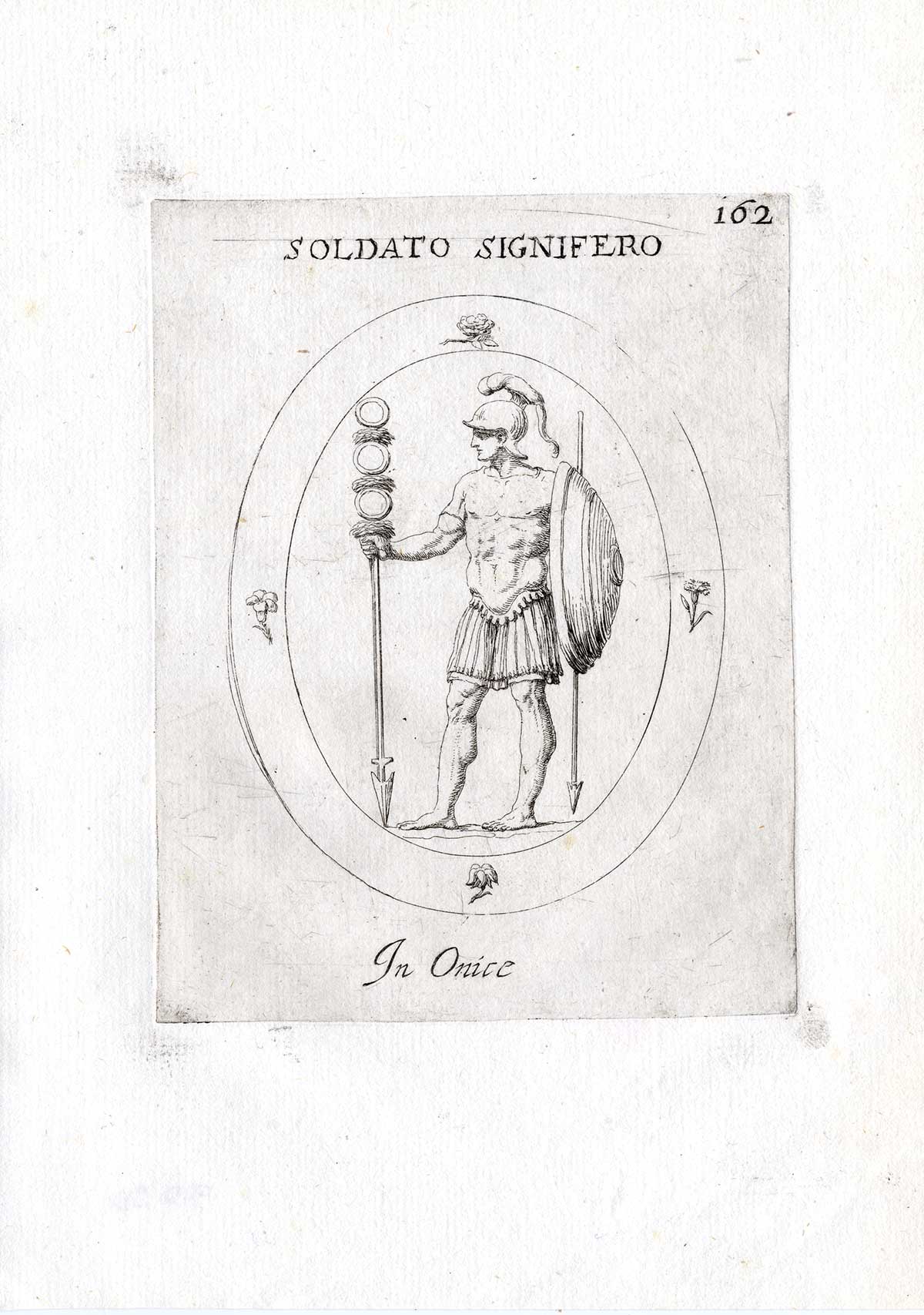 , Rare Antique Print-SIGNIFER-STANDARD BEARER-Pl. 162-Agostini-Battista-1657, Pictura Antique Prints