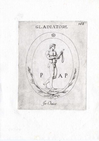 Rare Antique Print-GLADIATOR-SHEATHED SWORD-Pl. 168-Agostini-Battista-1657