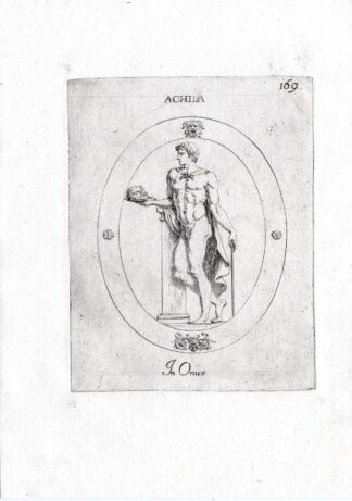 Rare Antique Print-ACHILLES-POMPEY-DECAPITATION-Pl. 169-Agostini-Battista-1657