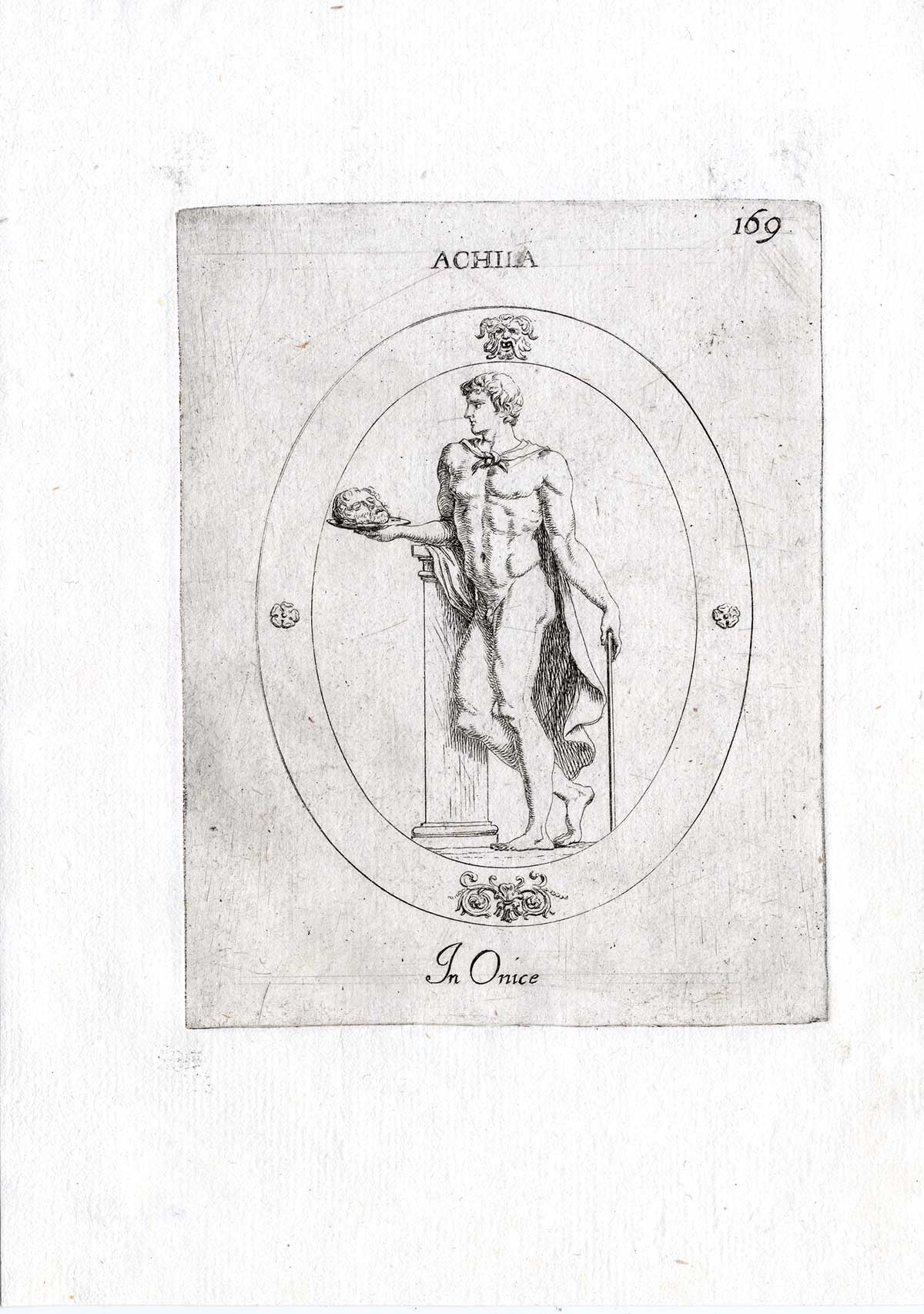 , Rare Antique Print-ACHILLES-POMPEY-DECAPITATION-Pl. 169-Agostini-Battista-1657, Pictura Antique Prints
