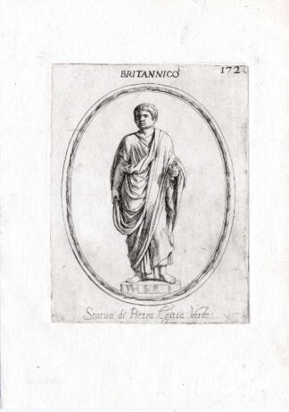 Rare Antique Print-BRITTANICUS-SON-CLAUDIUS-Pl. 172-Agostini-Battista-1657