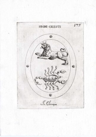 Rare Antique Print-SCORPION-CROWNED LION-STAR-Pl. 173-Agostini-Battista-1657