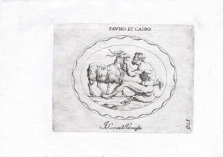 Rare Antique Print-FAUN-SEATED-COMB-GOAT-Pl. 176-Agostini-Battista-1657