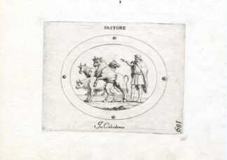 Rare Antique Print-COWHERD-COW-BULL-Pl. 189-Agostini-Battista-1657