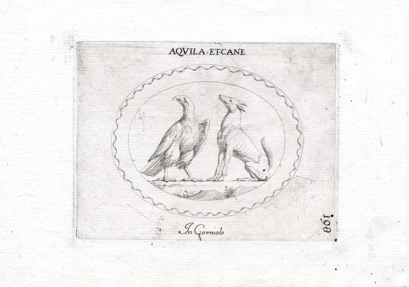 , Rare Antique Print-EAGLE-DOG-Pl. 198-Agostini-Battista-1657, Pictura Antique Prints