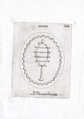 Rare Antique Print-SISTRUM-INSTRUMENT-PERCUSSION-Pl. 214-Agostini-Battista-1657