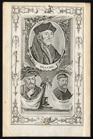 Antique Print-DESIDERIUS ANTHONIS MOR-HANS HOLBEIN-Holbein-Erasmus-1728