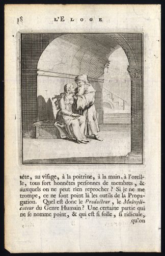 Antique Print-PRAISE OF FOLLY-COUPLE-VAULT-Holbein-Erasmus-1728