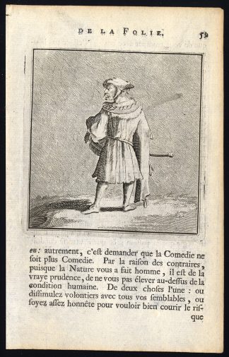 Antique Print-PRAISE OF FOLLY-MAN-FOOLSCAP-Holbein-Erasmus-1728