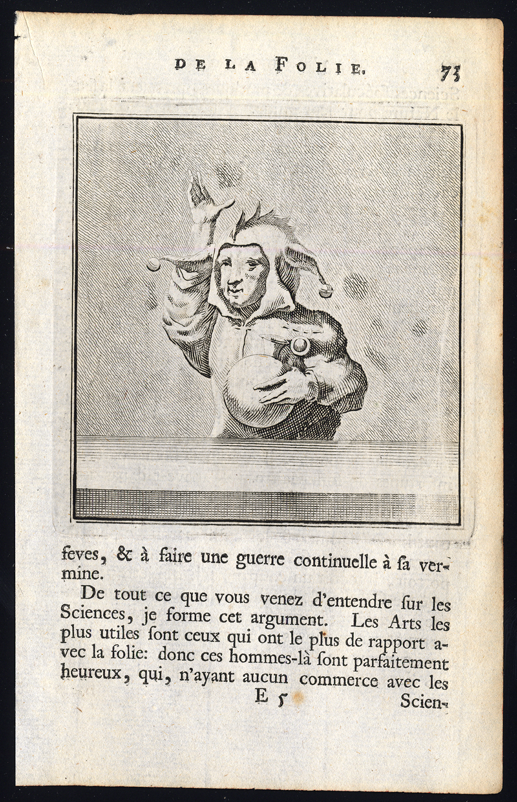 , Antique Print-PRAISE OF FOLLY-MAN-BALL-Holbein-Erasmus-1728, Pictura Antique Prints